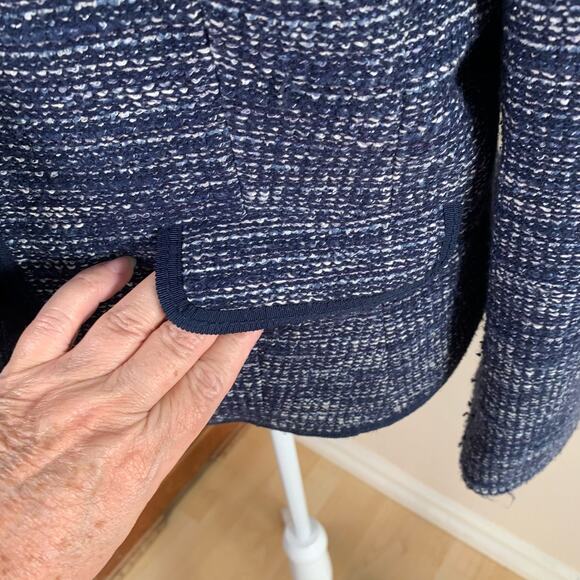 Banana Republic Sz 14 Italian Fabric Tweed Blazer Jacket Blue Work Preppy - Picture 5 of 11